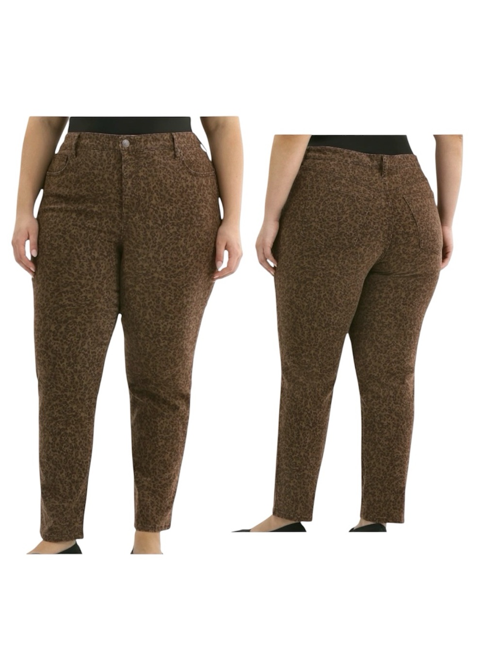 Terra & Sky Women's Core High Waist Straight Leg Jeans Size 24W Petite Brown